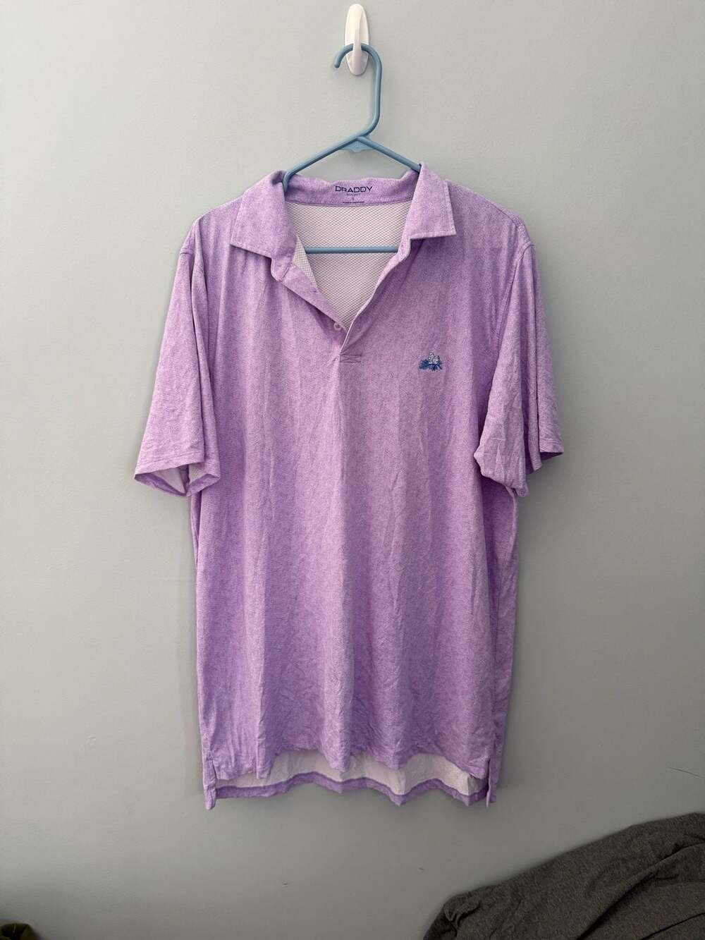 Draddy Sport Purple Herringbone Performance Golf Polo Shirt Mens Large